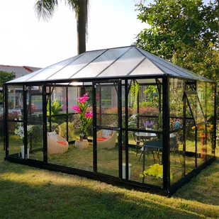 Ogród zimowy BROADWAY Black 436x295cm PC+ Glass - Gutroof - Szklarnie ogrodowe - miniaturka - grafika 1