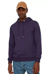 Trendyol Męska bluza z kapturem w kolorze khaki o regularnym kroju kangurka z długim rękawem, Fioletowy, 3XL - Bluzy męskie - miniaturka - grafika 1
