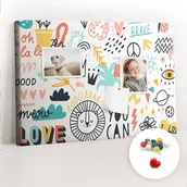 Tablice i flipcharty - Szkolna Tablica korkowa 60x40 cm, Kolorowe Pinezki, wzór Obrazki szkice - miniaturka - grafika 1