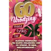 Kartki okolicznościowe i zaproszenia - Karnet Urodziny z nakładką na butelkę 60 - miniaturka - grafika 1