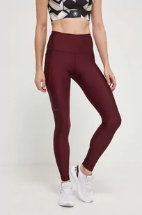 Under Armour legginsy treningowe kolor bordowy gładkie - Legginsy - miniaturka - grafika 1