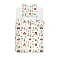 Pościel dla dzieci - Detexpol Pościel bawełniana dziecięca 140x200 5728A biała w motyw wesołej farmy i czerwony traktor KidsDreams - miniaturka - grafika 1