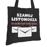 Torby i wózki na zakupy - Torba Bawełniana dla Listonosza Czarna Na Prezent ekologiczna Trwały Nadruk - miniaturka - grafika 1