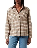 Koszule damskie - Urban Classics Damska koszula oversized, Jasnobrązowy/biały piasek, S - miniaturka - grafika 1