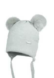 Czapki dla dzieci - Dziecięca czapka na zimę GABRIEL Eko-pompon Szary - grafika 1