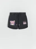 Spodnie i spodenki dla dziewczynek - Reserved - Szorty SmileyWorld® - czarny - miniaturka - grafika 1