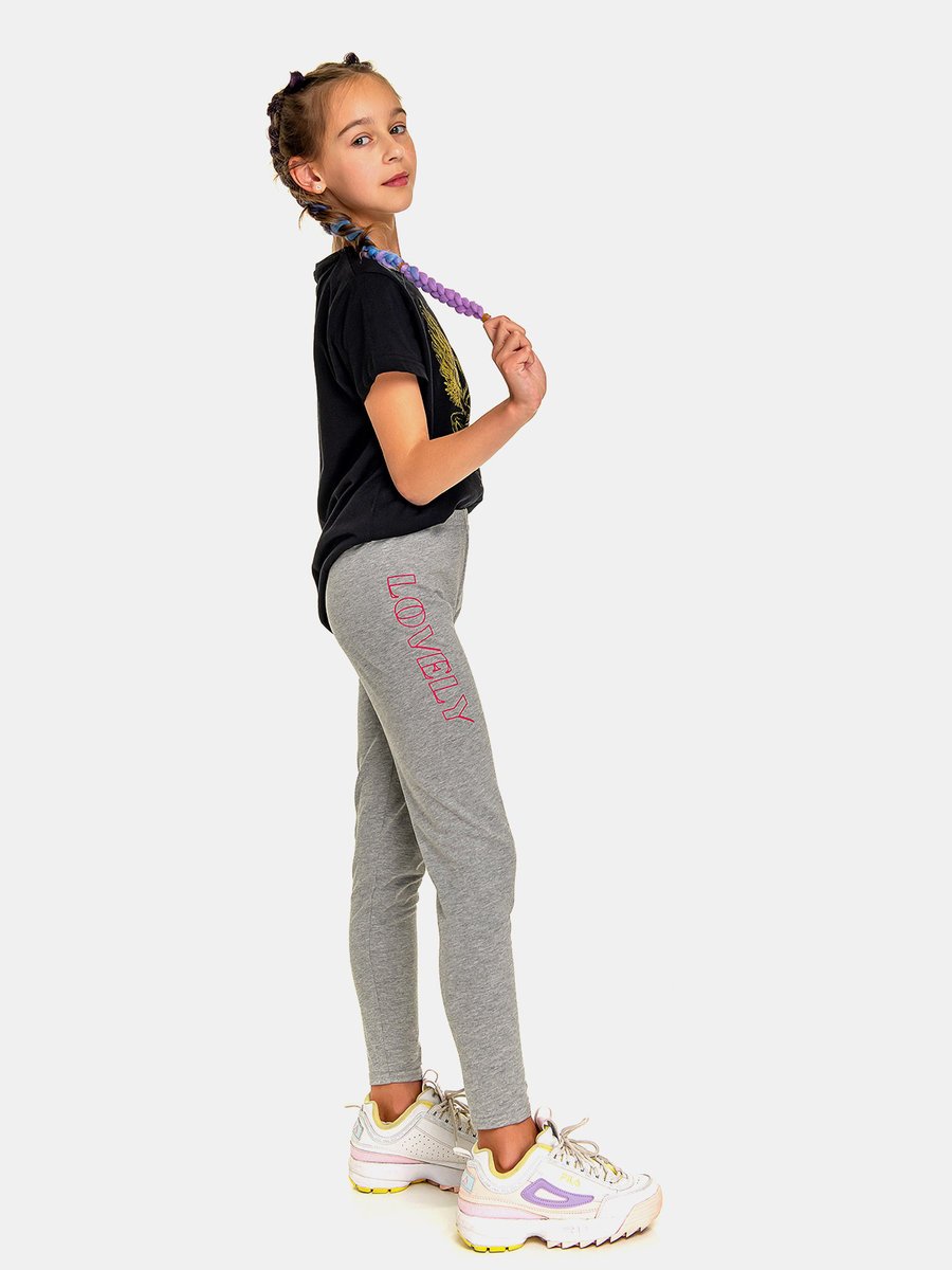 Bawełniane legginsy z nadrukiem szary 146