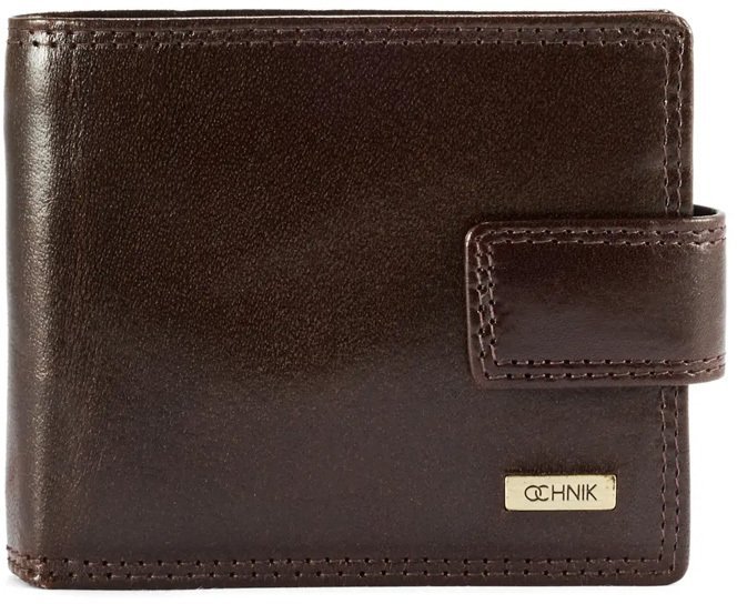 OCHNIK PL-105-89 brązowy skórzany portfel damski slim klasyczna elegancja KS