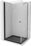 Kabiny prysznicowe - Mexen Pretoria kabina prysznicowa uchylna 70x100 cm, transparent, czarna + brodzik Flat, czarny - 852-070-100-70-00-4070B - miniaturka - grafika 1