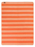 Koce - Koc bawełniano-akrylowy 150x200 beżowy pomarańczowy w pasy zygzaki - miniaturka - grafika 1