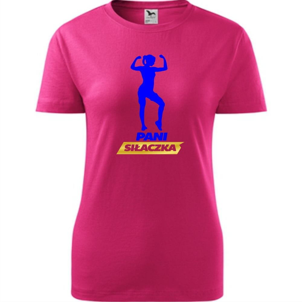 Damska Koszulka na Dzień Mamy Pani siłaczka Idealny Prezent dla Mamy Nadruk malinowy S