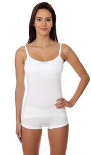 Koszulki i topy damskie - Brubeck, Koszulka damska, Camisole Comfort Cotton, biały, rozmiar L - grafika 1