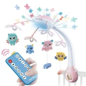 Karuzele dla niemowląt - Muzyczna Karuzela projektor do łóżeczka z pilotem 500 melodii  światła melodie zawieszki - miniaturka - grafika 1