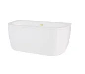 Wanny - Besco Wanna przyścienna Volya 160x75 cm kompozyt biały połysk syfon z napełnieniem przez przelew złoty WKV-160-WZO - miniaturka - grafika 1