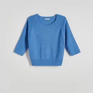 Reserved - Gładki sweter - Niebieski - Swetry damskie - miniaturka - grafika 1
