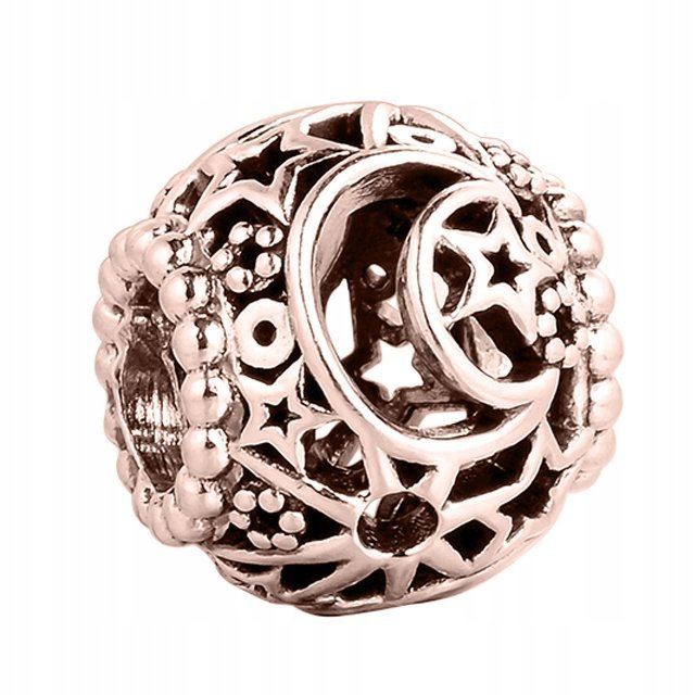 Charms Pozłacany Moon Księżyc Stars Gwiazdy Kosmos Półksiężyc SREBRO 925