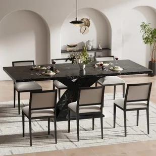 Czarny rozkładany stół jadalny 120–160 cm, nowoczesny stół kuchenny, solidna konstrukcja, 6 miejsc - Stoły Czarny rozkładany stół jadalny 120–160 cm, nowoczesny stół kuchenny, solidna konstrukcja, 6 miejsc - Stoły - miniaturka - grafika 1