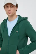 Bluzy męskie - Lacoste bluza męska kolor zielony z kapturem gładka - miniaturka - grafika 1