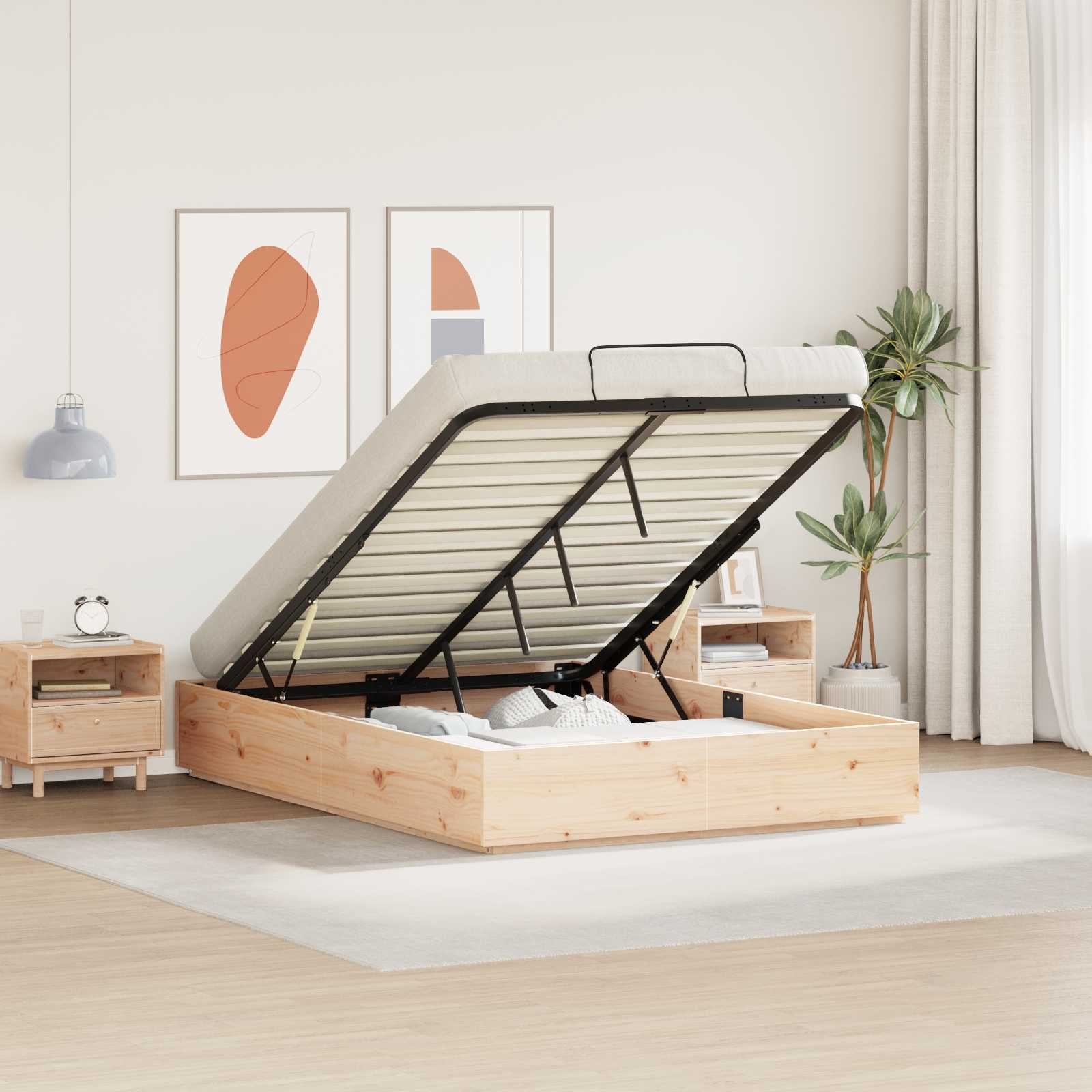 vidaXL vidaXL Łóżko otomanowe Naturalny 120 x 190 cm Lite drewno sosnowe