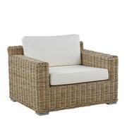 Fotele i krzesła ogrodowe - Beliani Fotel ogrodowy rattanowy jasnobrązowy ARDEA - miniaturka - grafika 1