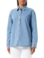 Bluzki damskie - VERO MODA Damska bluzka Vmnate Ls Oversized Studs, niebieski (medium blue denim), XL - miniaturka - grafika 1