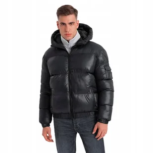 Ciepła kurtka męska puffer ze ściągaczami czarna V1 OM-JAHP-0207 XXL - Kurtki męskie - miniaturka - grafika 1