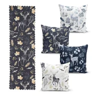Pozostałe akcesoria świąteczne - Zestaw 4 świątecznych poszewek na poduszki i bieżnika Minimalist Cushion Covers Christmas Forest - miniaturka - grafika 1