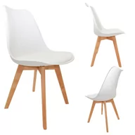 Krzesła - Nowoczesne Krzesło Skandynawskie Emma Z Poduszką Białe - miniaturka - grafika 1