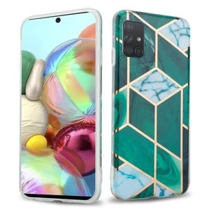 Pokrowiec Etui Do Samsung Galaxy A71 5G w Ciemnozielono Biało Złoty Marmur No. 6 Obudowa Case Cover Silikon Plecki Cadorabo - Etui i futerały do telefonów - miniaturka - grafika 1