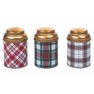 Pudła i pojemniki do przechowywania - Zestaw 3 metalowych pojemników Villa d'Este Tartan, ø 6,5 cm - miniaturka - grafika 1
