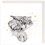 Kartki okolicznościowe i zaproszenia - Clear Creations Karnet Złocony CL3806_BL Kot - miniaturka - grafika 1