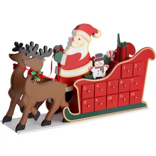 Kalendarz Adwentowy Drewniany Sanie - Ozdoby bożonarodzeniowe - miniaturka - grafika 1