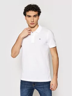 Koszulki męskie - Tommy Jeans Polo DM0DM04266 Biały Slim Fit - grafika 1