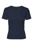 Koszulki i topy damskie - VERO MODA Damska koszulka VMEZRA SS Short TOP JRS T-Shirt, Navy Blazer, L, granatowy blezer, L - miniaturka - grafika 1