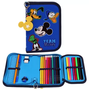 DISNEY Myszka Mickey Piórnik jednoklapowy z wyposażeniem, z brelokiem Uniwersalny - Piórniki - miniaturka - grafika 1
