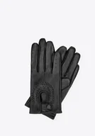 Rękawiczki - Damskie rękawiczki samochodowe ze skóry naturalnej czarne - miniaturka - grafika 1