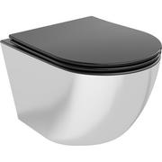 Miski WC - Mexen Lena Miska Wc Rimless Z Deską Wolnoopadającą Slim, Duroplast, Czarna Mat/Srebrna - 30224074 - miniaturka - grafika 1