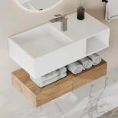 Umywalki - Umywalka wisząca z litą powierzchnią z wnęką – Biała – Szer. 80 x Głęb. 40 x Wys. 20 cm – GOYOKO - miniaturka - grafika 1