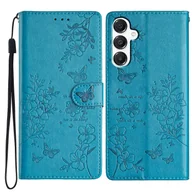 Portfele - Dla Samsung Galaxy A56 5G Portfel Etui na telefon Motyl Kwiatowy nadruk Skórzany Pokrowiec z klapką - niebieski Wielobarwny Blue - miniaturka - grafika 1