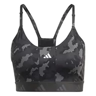Biustonosze - adidas Aeroreact Średnie wsparcie sportowe stanik, Grey Five/Carbon, XXS - miniaturka - grafika 1