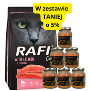 Sucha karma dla kotów - DOLINA NOTECI Rafi Cat karma sucha dla kotów sterylizowanych z łososiem 7kg + Leopold Pasztetowy mus 6x330g - miniaturka - grafika 1