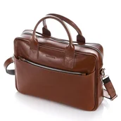Torby męskie - Torba na laptop ze skóry brødrene r12 jasny brąz - miniaturka - grafika 1