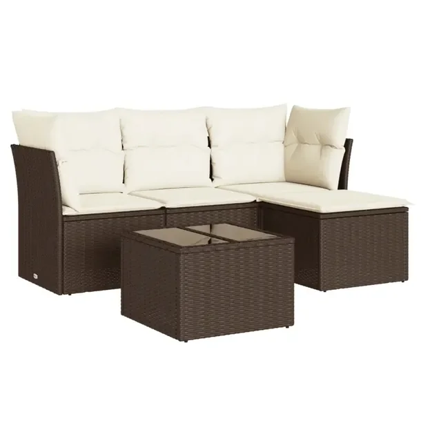 Zestaw mebli ogrodowych brązowy z rattanem PE, wymiary: 62x62x69 cm, 55x62
