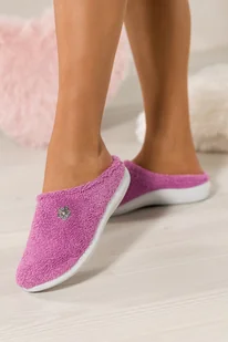 Fioletowe kapcie damskie Inblu obuwie domowe ozdobny stalowy kwiatek VX689899 - Kapcie damskie - miniaturka - grafika 1