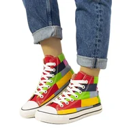 Trampki damskie - Kolorowe trampki za kostkę Gabby czerwone - Inna marka - miniaturka - grafika 1