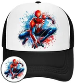 Czapki i chusty sportowe męskie - Czapka z Daszkiem SpiderMan Czarna z Nadrukiem Na Lato Siatka Bejsbolówka - miniaturka - grafika 1