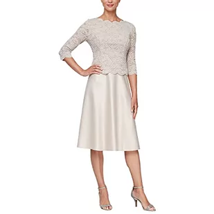 Alex Damska sukienka Tea Length Sequin Mock Dress (Petite and Regular) sukienka na specjalne okazje, Czubek taupe, 38 PL - Sukienki - miniaturka - grafika 1