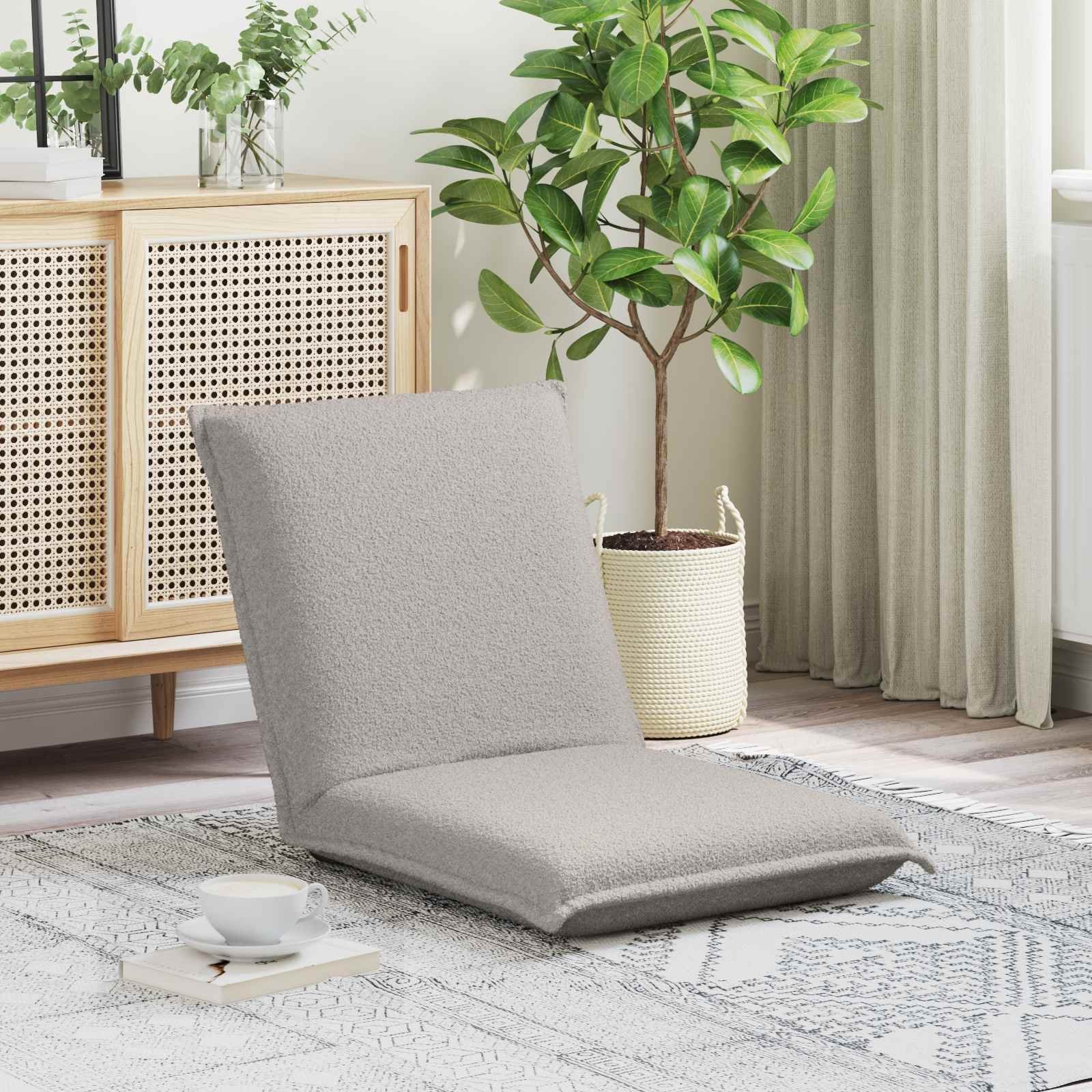 vidaXL vidaXL Krzesło na podłogę Jasnoszary 54 x 64 x 59 cm Tkanina owcza