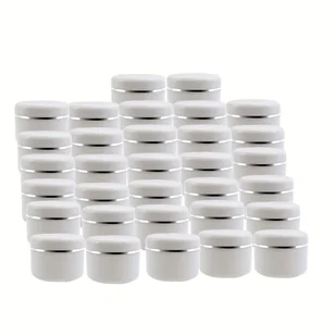TEMU 8/16/32 szt. 30g/50g Puste Plastikowe Białe Okrągłe Słoiki z Wewnętrznymi Wykładzinami i Zakrętką, Wielokrotnego Użytku, do Makijażu, Kremu do - Pozostałe akcesoria kosmetyczne - miniaturka - grafika 1