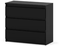 Komody - Komoda 3 Szuflady Szafka 80cm Nowoczesna Salon Sypialnia Loft Czarna Mat - miniaturka - grafika 1